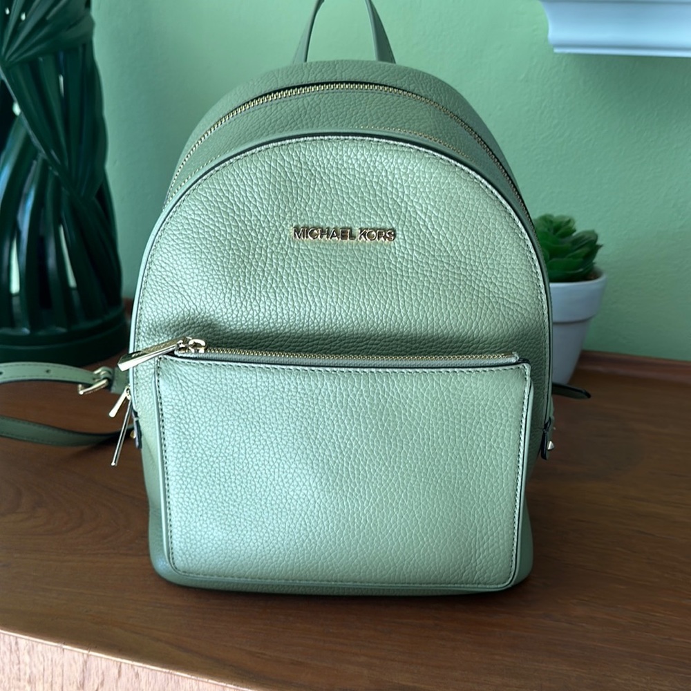 Michael Kors Leather Backpack - Light Sage